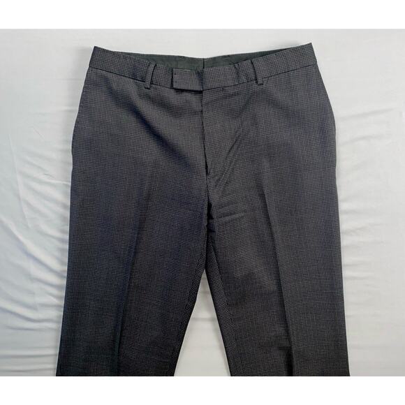 Hugo Boss James Brown US Flat Front Wool Dress Pants, Slacks. Check, 34X34.5 EUC - Picture 5 of 12